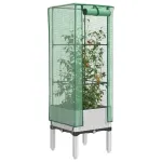 Strat înălțat cu husă de seră, aspect ratan, 40x40x140 cm GartenMobel Dekor