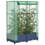 Strat înălțat cu husă de seră, aspect ratan, 80x40x123 cm GartenMobel Dekor