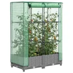 Strat înălțat cu husă de seră, aspect ratan, 80x40x123 cm GartenMobel Dekor