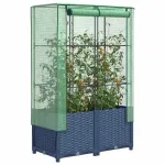 Strat înălțat cu husă de seră, aspect ratan, 80x40x138 cm GartenMobel Dekor