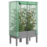 Strat înălțat cu husă de seră, aspect ratan, 80x40x140 cm GartenMobel Dekor