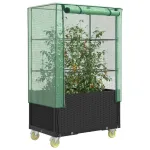 Strat înălțat cu husă și roți, aspect ratan, 80x50x182 cm GartenMobel Dekor