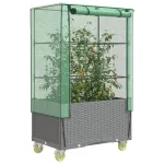 Strat înălțat cu husă și roți, aspect ratan, 80x50x182 cm GartenMobel Dekor