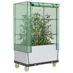 Strat înălțat cu husă și roți, aspect ratan, 80x50x182 cm GartenMobel Dekor