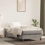 Saltea cu arcuri buzunar, fermitate medie, gri deschis, 90x220x20 cm, catifea GartenMobel Dekor