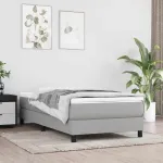 Saltea cu arcuri buzunar de copii fermitate medie gri deschis 80x160 cm textil GartenMobel Dekor
