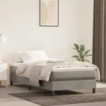 Saltea cu arcuri buzunar de copii fermitate medie gri deschis 80x160cm catifea GartenMobel Dekor