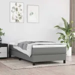 Saltea cu arcuri buzunar de copii fermitate medie gri închis 80x160 cm textil GartenMobel Dekor