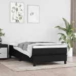 Saltea cu arcuri buzunar de copii fermitate medie negru 80x160 cm textil GartenMobel Dekor