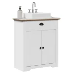 Dulap pentru chiuvetă de baie „BODO” alb și maro 70x35x80 cm GartenMobel Dekor