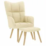 Scaun de relaxare cu taburet, crem, textil GartenMobel Dekor