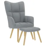 Scaun de relaxare cu taburet, gri deschis, textil GartenMobel Dekor