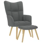 Scaun de relaxare cu taburet, gri deschis, textil GartenMobel Dekor