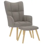 Scaun de relaxare cu taburet, gri taupe, textil GartenMobel Dekor