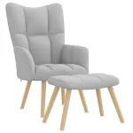 Scaun de relaxare cu taburet din material gri nor GartenMobel Dekor