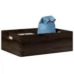 Cutie din lemn cu mânere negru 40x30x13 cm lemn masiv de pin GartenMobel Dekor
