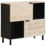 Bufet Finisaj Alb Spălat 80 x 33 x 75 cm Lemn de mango solid GartenMobel Dekor