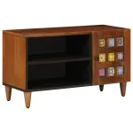 Cabinet TV cu ușă castan 80 x 33 x 46 cm Lemn de mango solid GartenMobel Dekor
