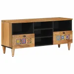 Cabinet TV cu raft natural 100 x 33 x 46 cm Lemn de mango solid GartenMobel Dekor