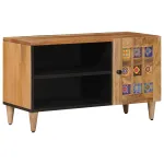 Cabinet TV cu ușă natural 80 x 33 x 46 cm Lemn de mango solid GartenMobel Dekor