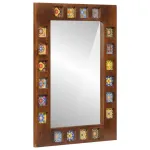 Oglindă pentru baie castan 50 x 70 x 2,5 cm Lemn de mango solid GartenMobel Dekor