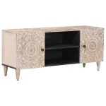 Cabinet TV Alb 105 x 33,5 x 46 cm Lemn de mango solid GartenMobel Dekor