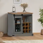 Comodă HALDEN cu uşă glisantă gri 80x40x80 cm lemn masiv GartenMobel Dekor