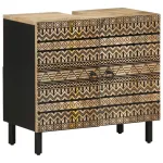 Dulap chiuveta de baie, negru, 62x33x58 cm, lemn masiv de mango GartenMobel Dekor