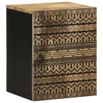 Dulap suspendat de baie negru 38x33,5x48cm, lemn masiv de mango GartenMobel Dekor