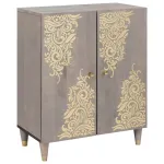 Bufet Gri și Aur 60 x 33 x 75 cm Lemn de mango solid GartenMobel Dekor
