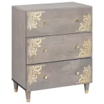 Bufet Gri și Aur 60 x 33 x 75 cm Lemn de mango solid GartenMobel Dekor