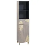 Dulap de Baie Gri 38 x 33 x 160 cm Lemn de mango solid GartenMobel Dekor