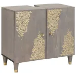 Dulap de chiuvetă Gri 62 x 33 x 58 cm Lemn de mango solid GartenMobel Dekor