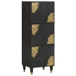 Bufet cu raft cu ușă Negru 40 x 33 x 110 cm Lemn de mango solid GartenMobel Dekor