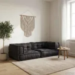 Canapea modulară cu 2 locuri Antracit 140x70x36 Material GartenMobel Dekor