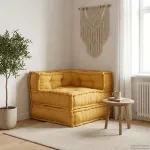 Unitatea de sofa modulară galben 70x70x54 țesătură GartenMobel Dekor