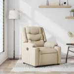 Fotoliu rabatabil, crem, material textil GartenMobel Dekor