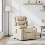 Fotoliu rabatabil de masaj, crem, material textil GartenMobel Dekor