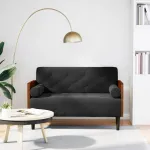 Canapea loveseat cu perne de suport negru 110 cm catifea GartenMobel Dekor