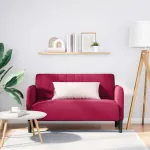 Canapea loveseat rosu vin 109 cm catifea GartenMobel Dekor