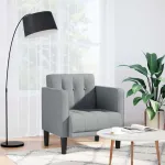 Canapea scaun cu cotiere, gri deschis, 53 cm, textil GartenMobel Dekor