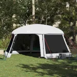 Cort de piscină cu pereți detașabili cu acoperiș și plasă gri GartenMobel Dekor