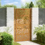 Poartă de grădină 100x200 cm, model frunze de oțel rezistente la intemperii GartenMobel Dekor