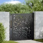 Poartă de grădină neagră 100x100 cm, oțel, design cu flacără GartenMobel Dekor