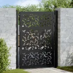 Poartă de grădină neagră 100x125 cm, model frunze de oțel GartenMobel Dekor