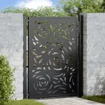 Poartă de grădină neagră 100x125 cm, oțel, design cu flacără GartenMobel Dekor