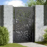 Poartă de grădină neagră 100x150 cm, oțel, design cu flacără GartenMobel Dekor