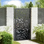 Poartă de grădină neagră 100x175 cm, oțel, design cu flacără GartenMobel Dekor
