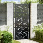 Poartă de grădină neagră 100x200 cm, model frunze de oțel GartenMobel Dekor