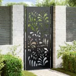 Poartă de grădină neagră 100x200 cm, model ondulat din oțel GartenMobel Dekor